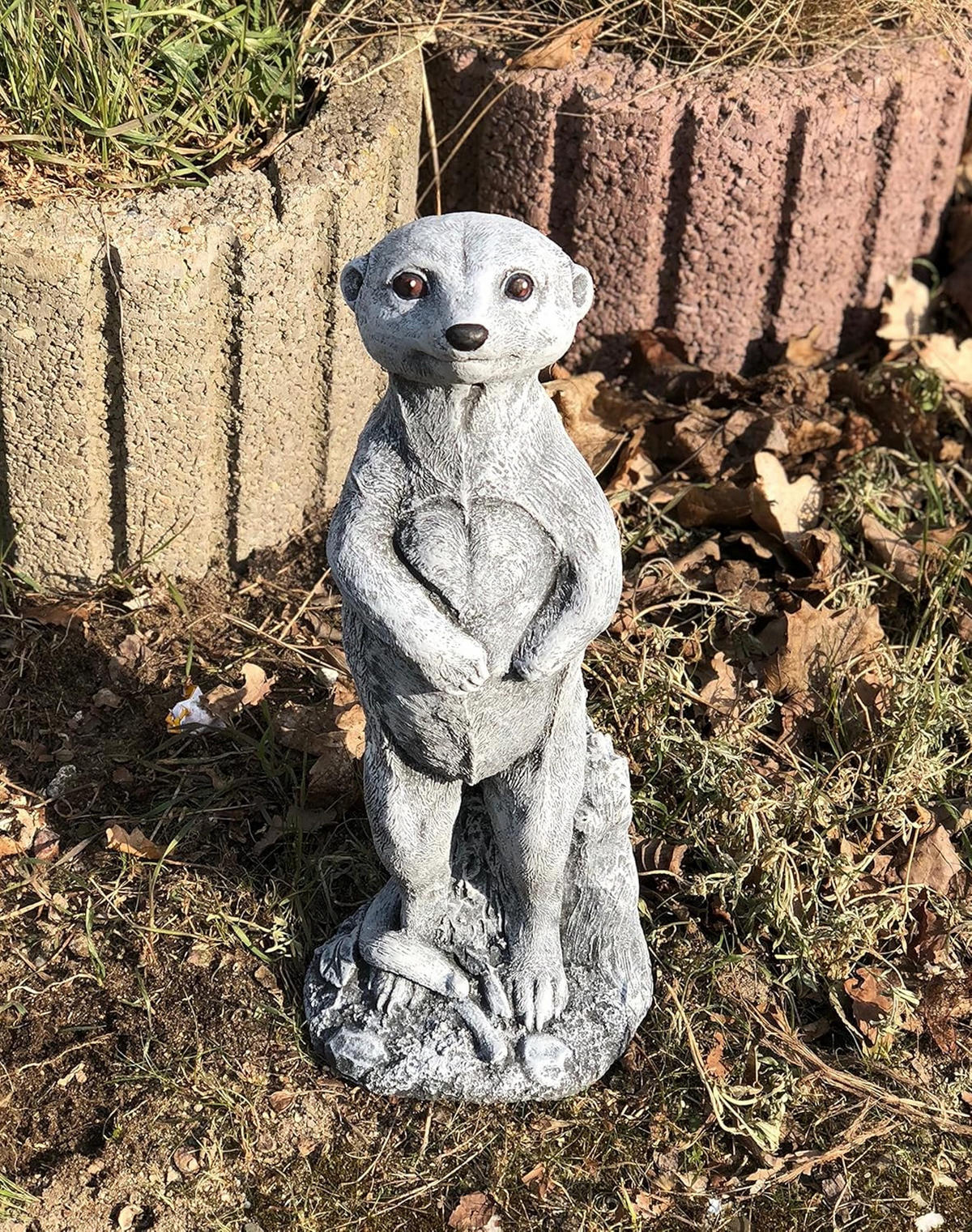 STEINFIGUR Erdmännchen stehend Steinguss frostfest wetterfest - Grau, Stein (16/36/16cm) - stoneandstyle