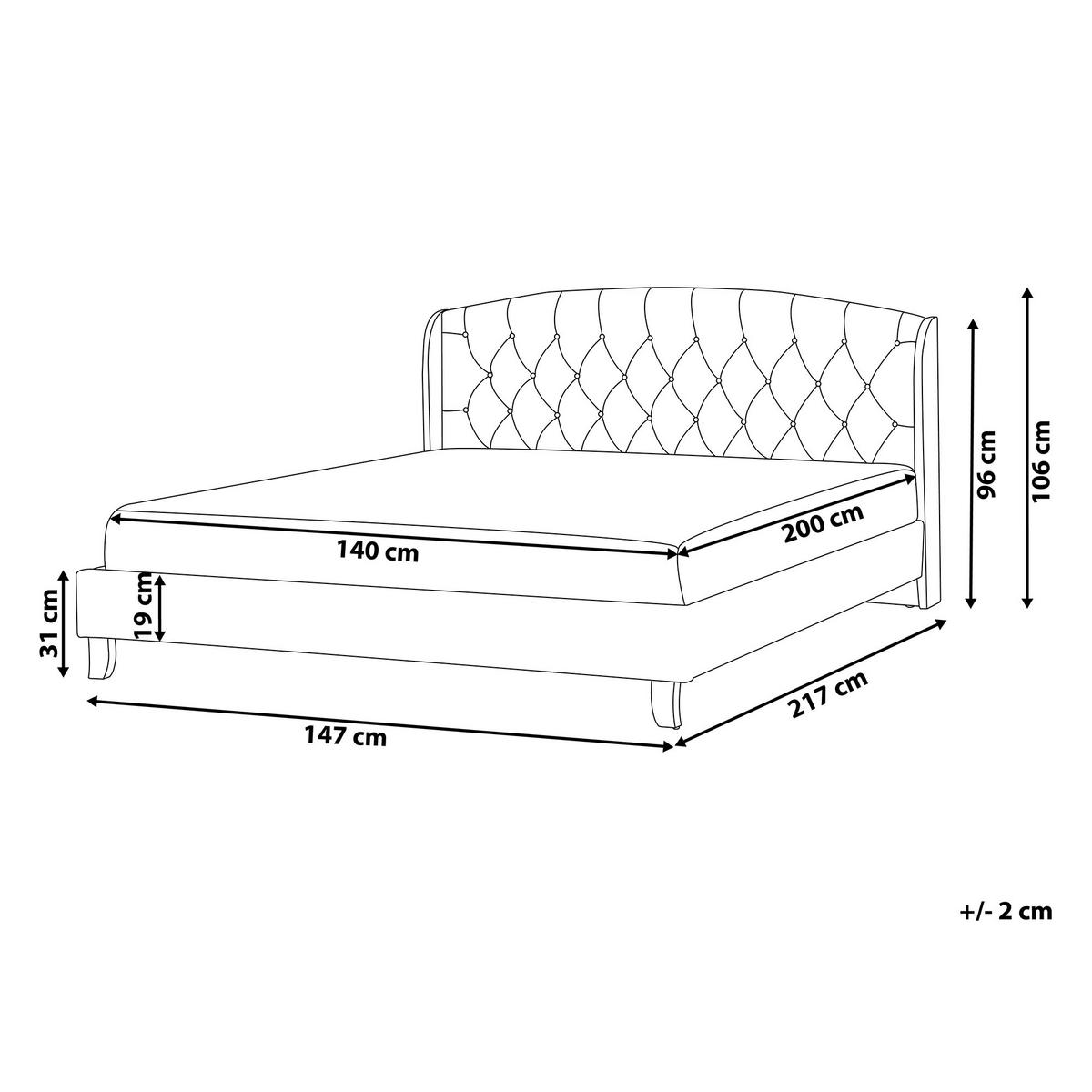 POLSTERBETT 140/200cm Beige Bordeaux - Beige, Textil (140/200cm) - Beliani