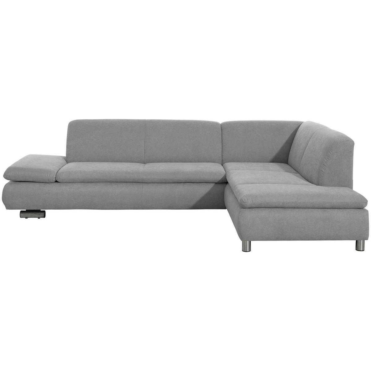 ECKSOFA mit Ottomane rechts Kaye Flachgewebe hellgrau - Hellgrau, Kunststoff (190/270cm) - 58aufmkessel