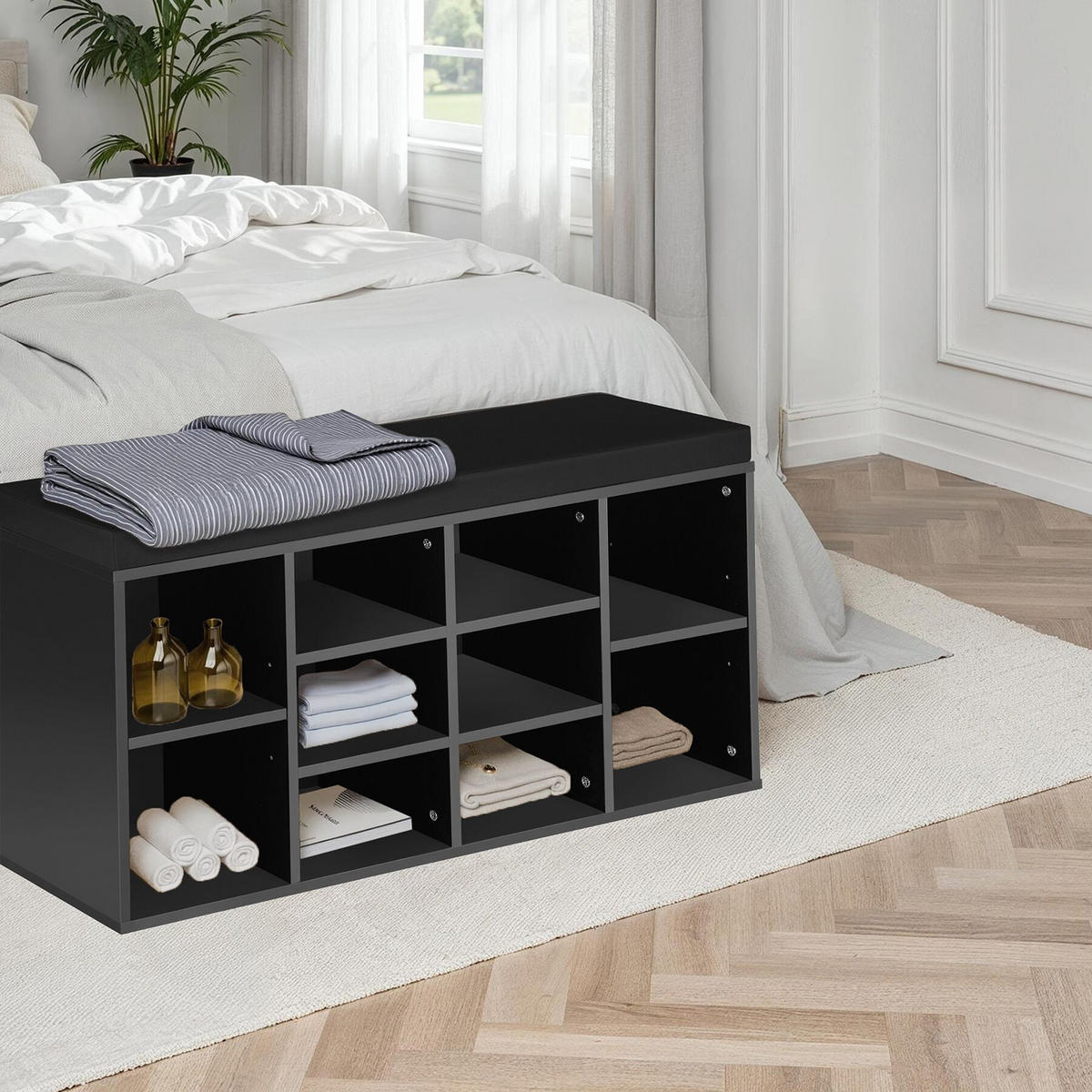 SCHUHSCHRANK Max,103,5 x 48 x 30 cm,schwarz - Schwarz, Holz (30/48/103.5cm) - tectake