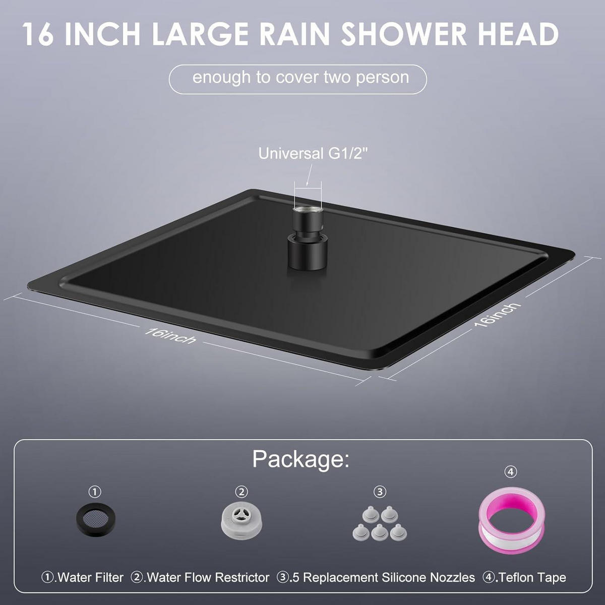REGENDUSCHE 40 cm Edelstahl Schwarz - Schwarz, Metall (40/12.7/40cm)