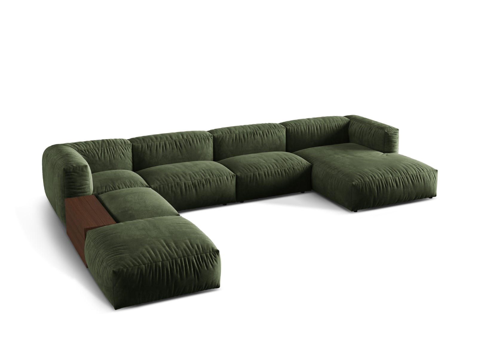 PANORAMASOFA modular links Martina aus Samt grün 5 Sitzplätze - Grün, Textil (280/75/406cm) - Micadoni