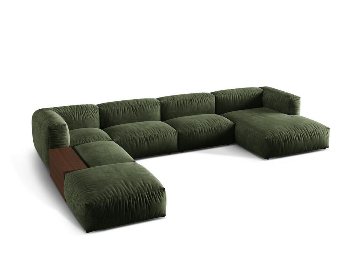 PANORAMASOFA modular links Martina aus Samt grün 5 Sitzplätze - Grün, Textil (280/75/406cm) - Micadoni
