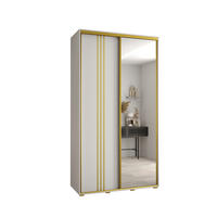 SCHWEBETÜRENSCHRANK 235,2/130/45 2-türig - Goldfarben/Weiß, Holz/Metall (130/235/45cm) - Abiks Möbel