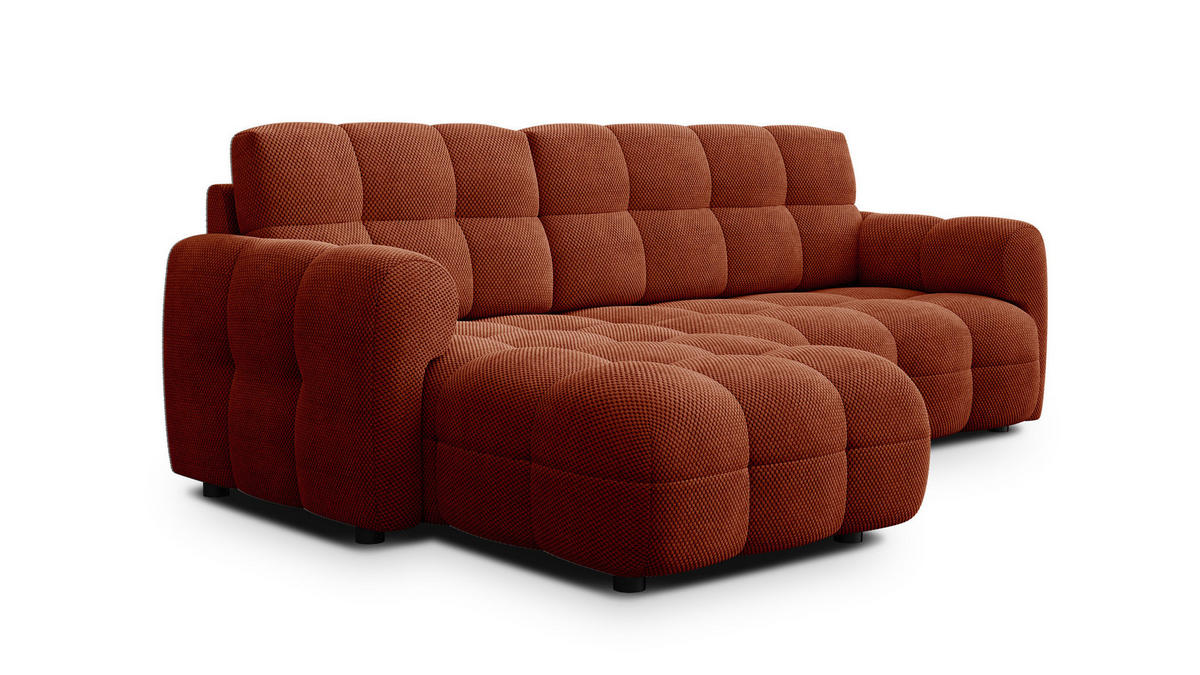 ECKSOFA MELLOW 3-Sitzer, dunkelorange - Dunkelorange/Schwarz, Holz/Textil (232/156cm) - Courtois Laville