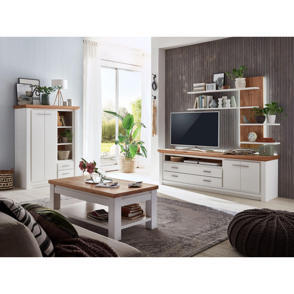 Thumbnail - Casamia Massive Möbel Tv-Lowboard, Weiß, Braun, Holz, Echtholz, 202x67x45 cm, Wohnzimmer, Wohnwände, Lowboards, Lowboard...