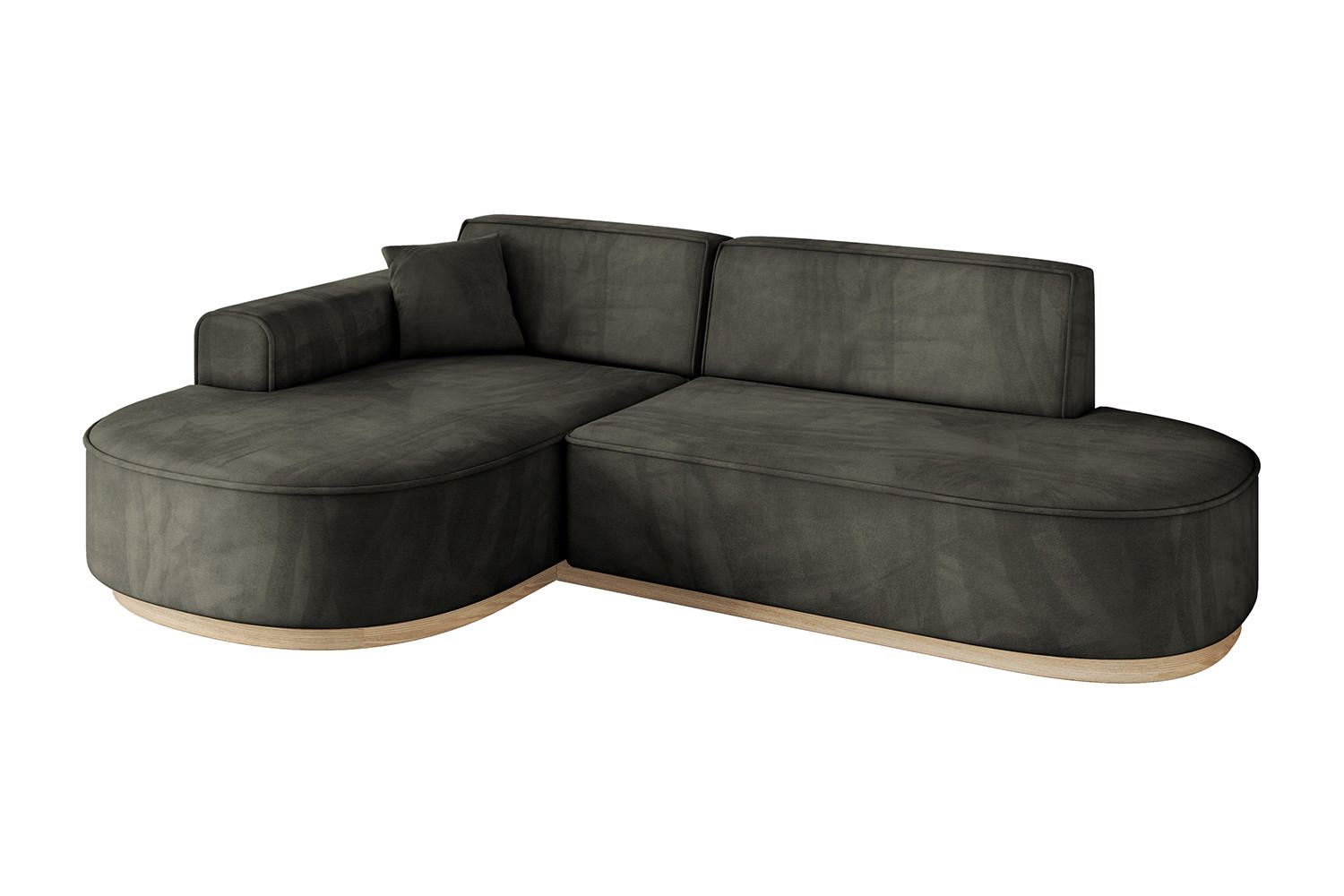 ECKSOFA Ottomane Links MARI-L1-v1 - 243x171x83 cm Schwarz Velours - Schwarz, Holzwerkstoff/Textil (243/171cm) - ALTDECOR