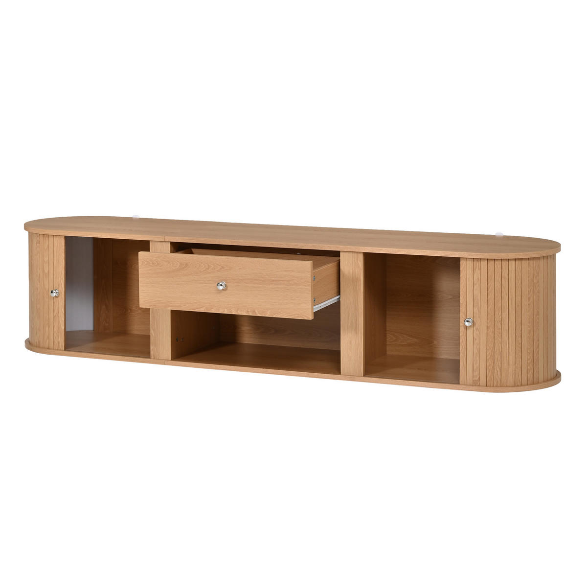 TV-SCHRANK 180/40/40 cm Holzoptik mit 1 Schublade und 2 Rolltüren - Naturfarben, Holzwerkstoff (180/40/40cm) - Oxeza