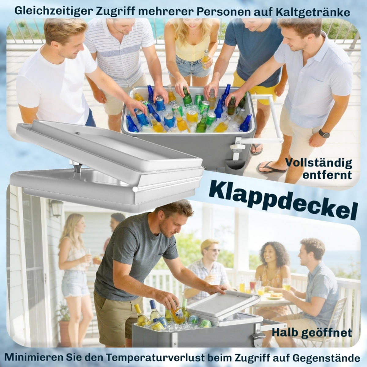 KÜCHENWAGEN 56L Kapazität, Mobiler Getränkewagen MIT ROLLEN, Für Gartenpartys - Grau, Holzwerkstoff (38/83/84cm) - Rolipo