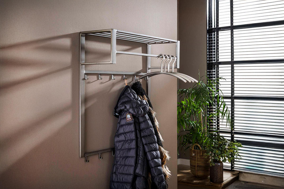 GARDEROBE LEONOR Grau Metall - Grau, Metall (80/89/30cm) - KAWOLA