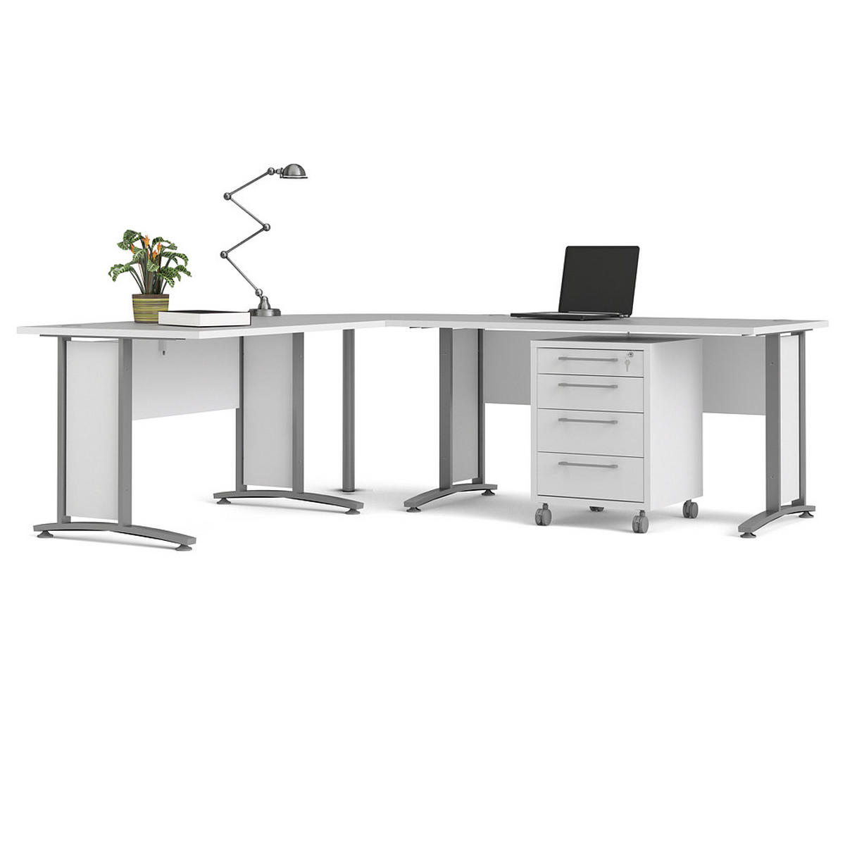 ECKSCHREIBTISCH Weiß - Weiß, Holzwerkstoff (230/200/75cm) - ebuy24