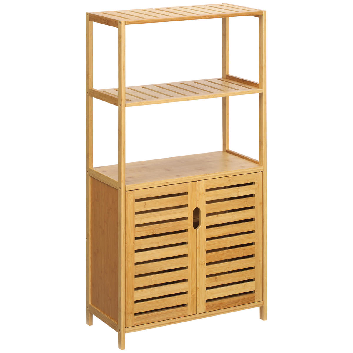 BADREGAL DE-12475 mit jalousietüren 60/30/120 cm Natur - Naturfarben, Naturmaterialien (30/120/60cm) - ComfortXL