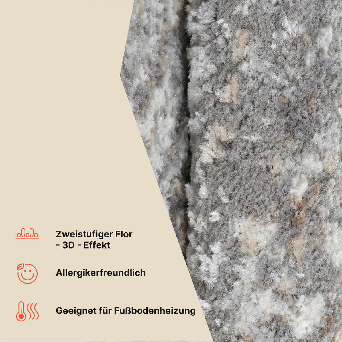 TEPPICH VALLEY Hellgrau Rund 160/160 cm - Hellgrau, Textil (160/160cm) - Tapiso