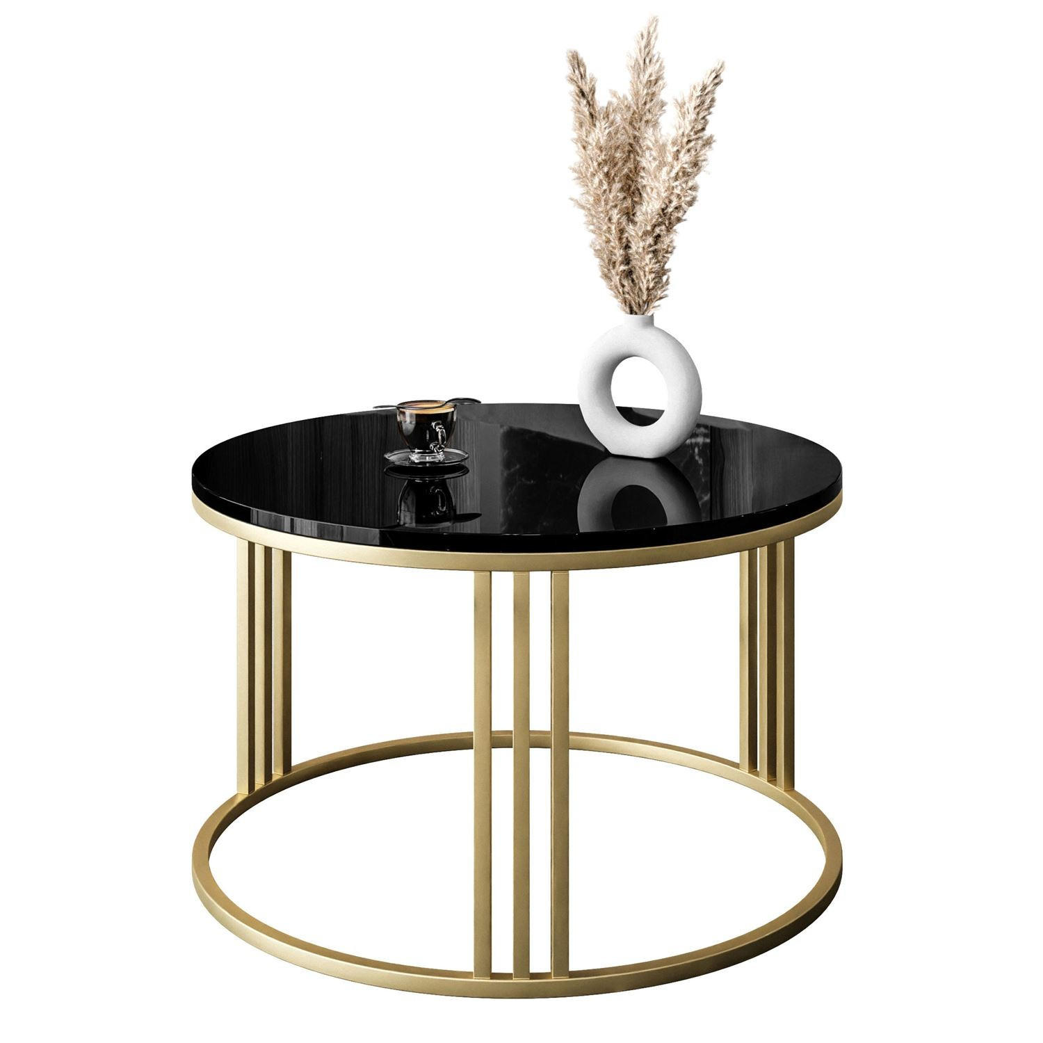 COUCHTISCH LORI GOLD - Goldfarben/Schwarz, Holzwerkstoff (70/70/48cm) - Lookway