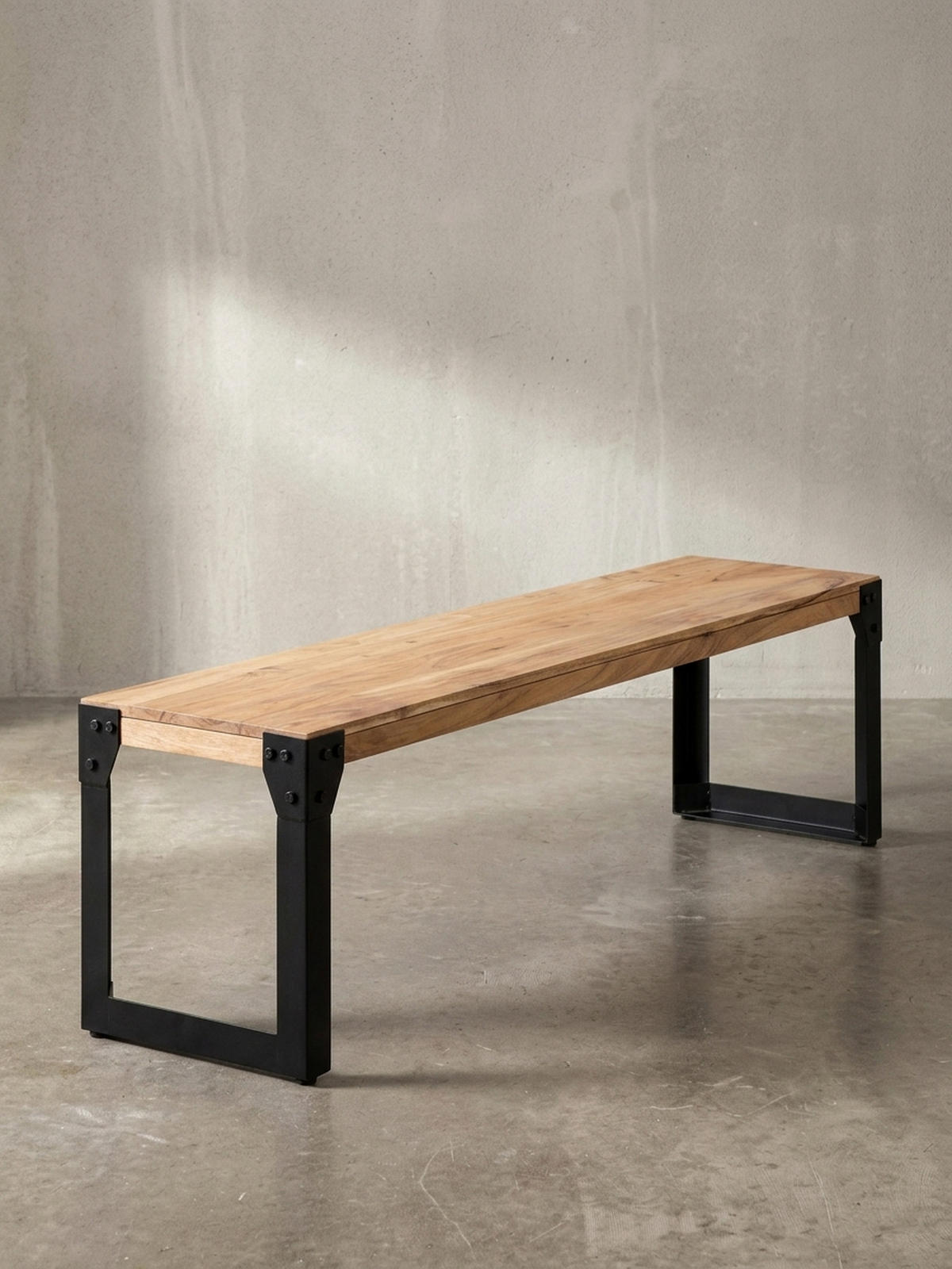 ESSZIMMERBANK Massivholz Metall ohne Lehne, Akazie 140x40x45 cm - Schwarz/Braun, Holz/Metall (140/45/40cm) - KADIMA DESIGN