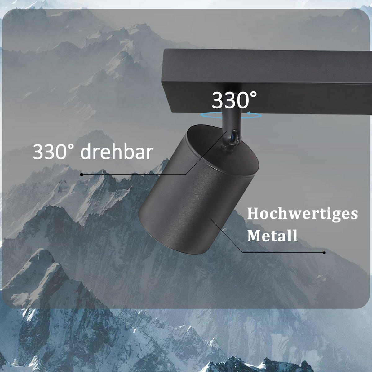 DECKENSTRAHLER Iruka 79/9.5/6.5cm - Schwarz, Metall (79/9.5/6.5cm) - ZMH