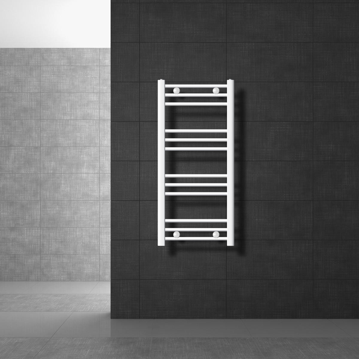 BADHEIZKÖRPER Sahara 400x800 mm Weiß gebogen mit Seitenanschluss - Weiß, Metall (40/80/5cm) - LuxeBath