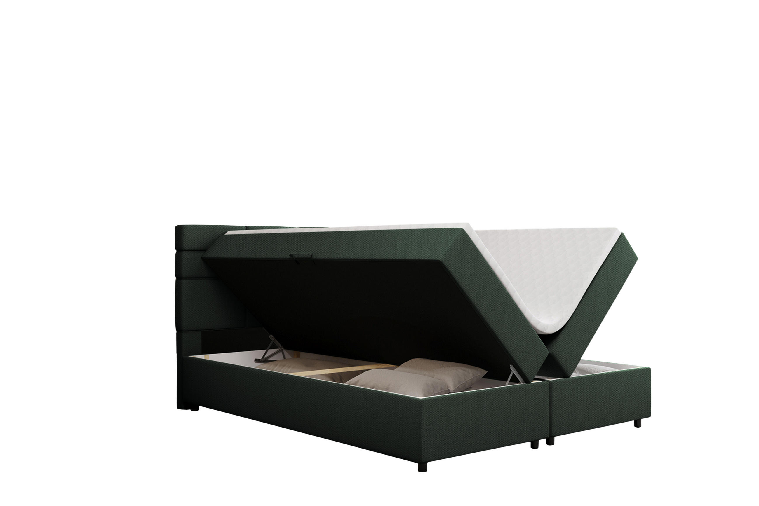 BOXBETT Reve 160 x 200 cm mit Bettkasten und Lattenrost ohne matratze - dunkelgrün - Hellblau, Holz (160/200cm) - Panda Möbel