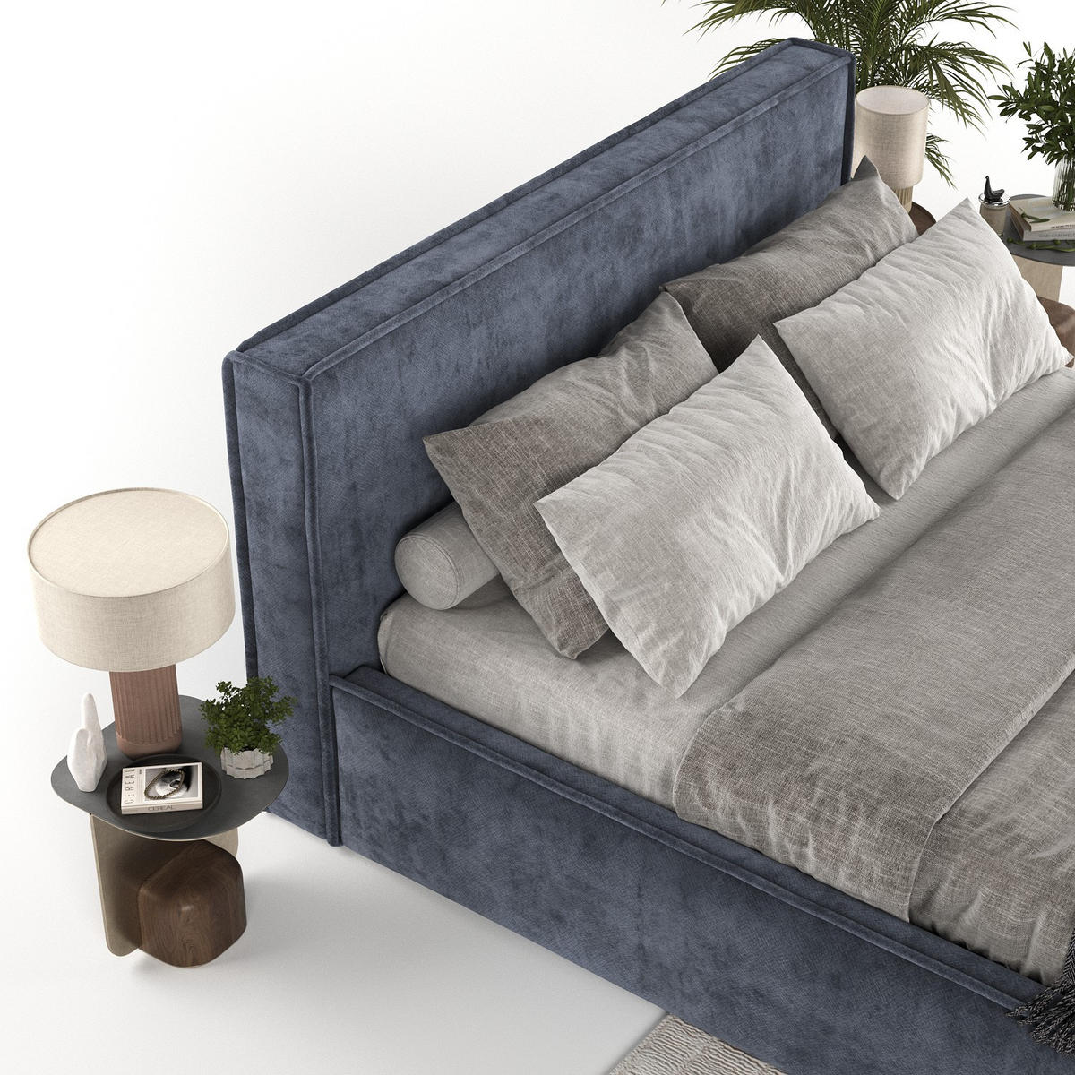 POLSTERBETT Sato mit Stauraum 140/200 cm Dunkelblau im Terra NW Stoff - Blaugrau/Schwarz, Holz/Holzwerkstoff (140/200cm) - AltaBeds