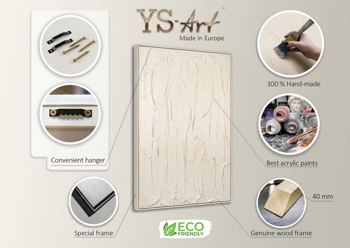 GEMÄLDE Schleier Schattenfugenrahmen Beige 120x80 cm - Beige, Holz (120/80cm) - YS-art gallery