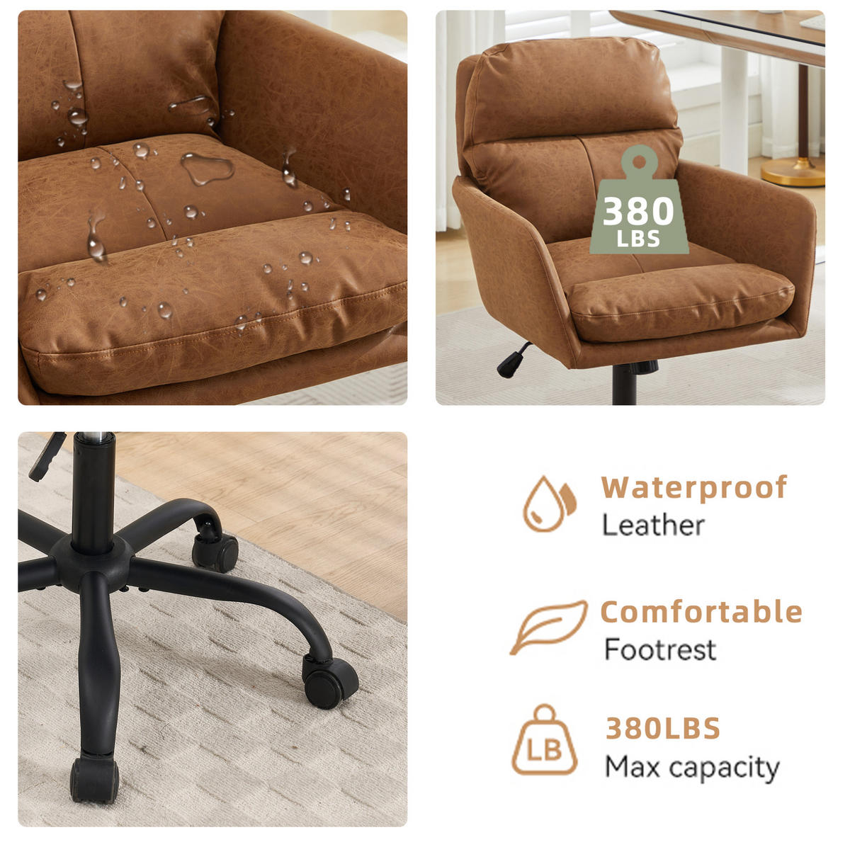 BÜROSTUHL höhenverstellbar PU Braun - Braun, Kunststoff (60.5/102/71.58cm) - Meubliv