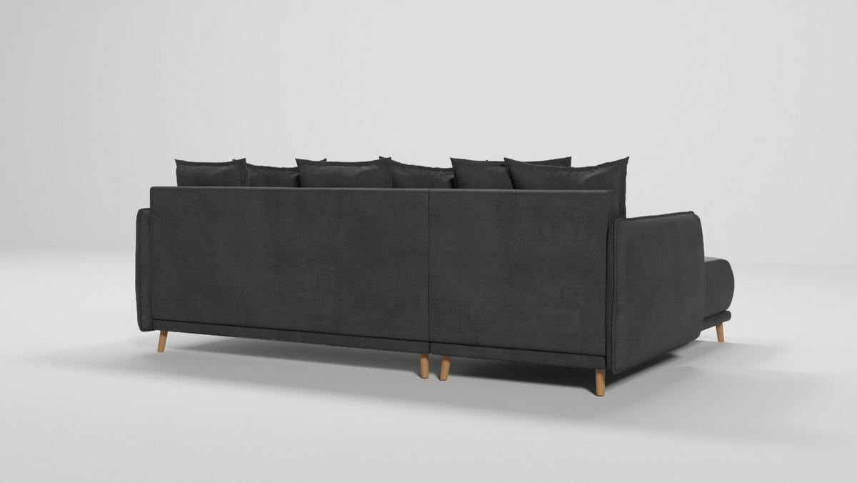 ECKSOFA Chroma Graphit Luxusmicrofaser - Graphitfarben/Braun, Holz/Textil (238/170cm) - S-Style Möbel