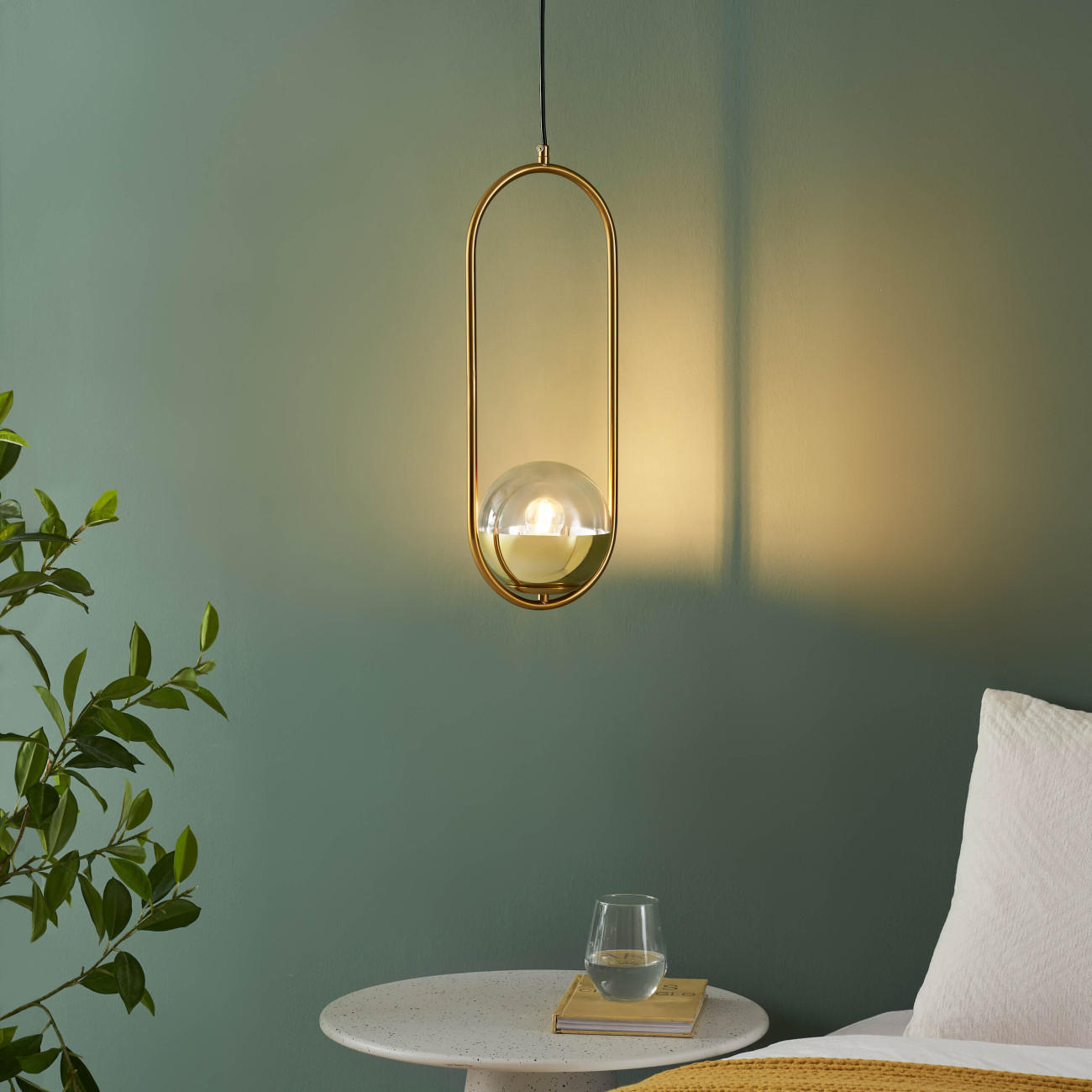 HÄNGELEUCHTE Nuccia, Transparent und goldfarben, 50cm - Transparent, Glas (50/20/50cm) - KOSILUM