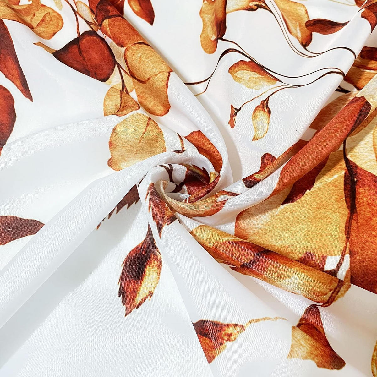 DUSCHVORHANG Braun Aquarell Blätter Blumen Pflanzen Muster wasserdicht Dekoration Badezimmer mit Haken - Orange, Textil (180/200cm) - MCBOSON