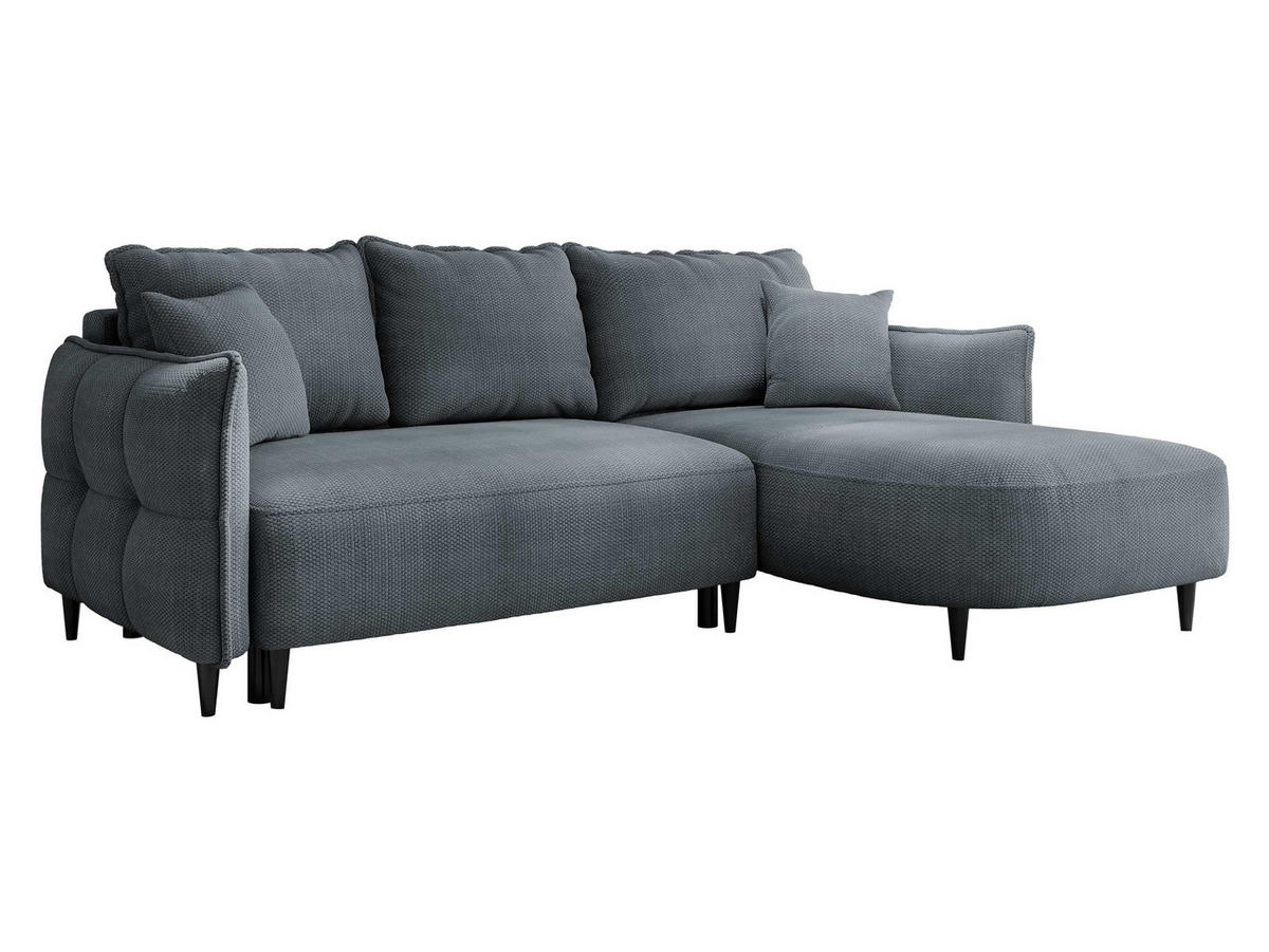 ECKSOFA Sycylia, Seite: Rechts - Dunkelgrau/Schwarz, Holz/Textil (244/165cm) - MIRJAN24