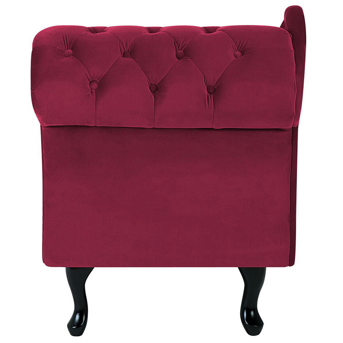 CHAISELONGUE Samtstoff burgunderrot rechtsseitig Nimes - Dunkelbraun/Rot, Textil (170/79/61cm) - Beliani