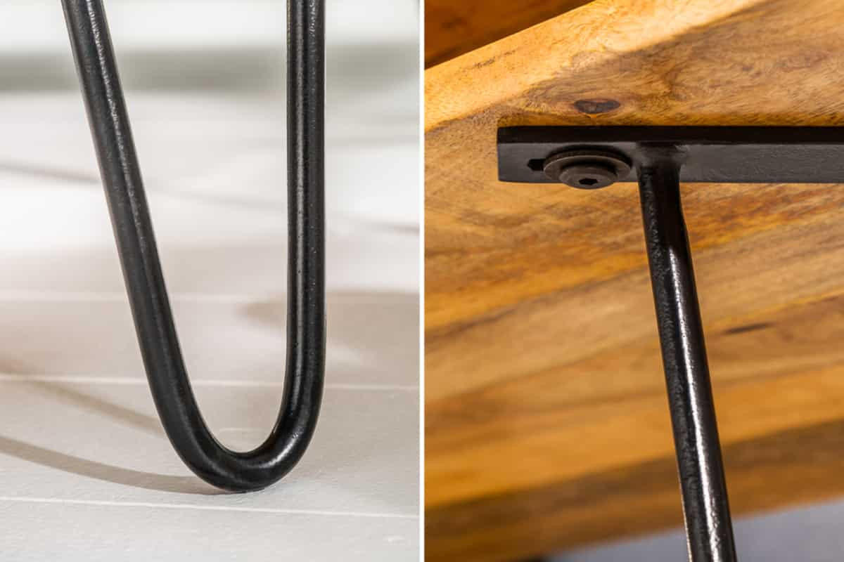 COUCHTISCH SCORPION Mango Natur 100 cm - Schwarz/Braun, Holz/Metall (50/100/45cm) - riess-ambiente