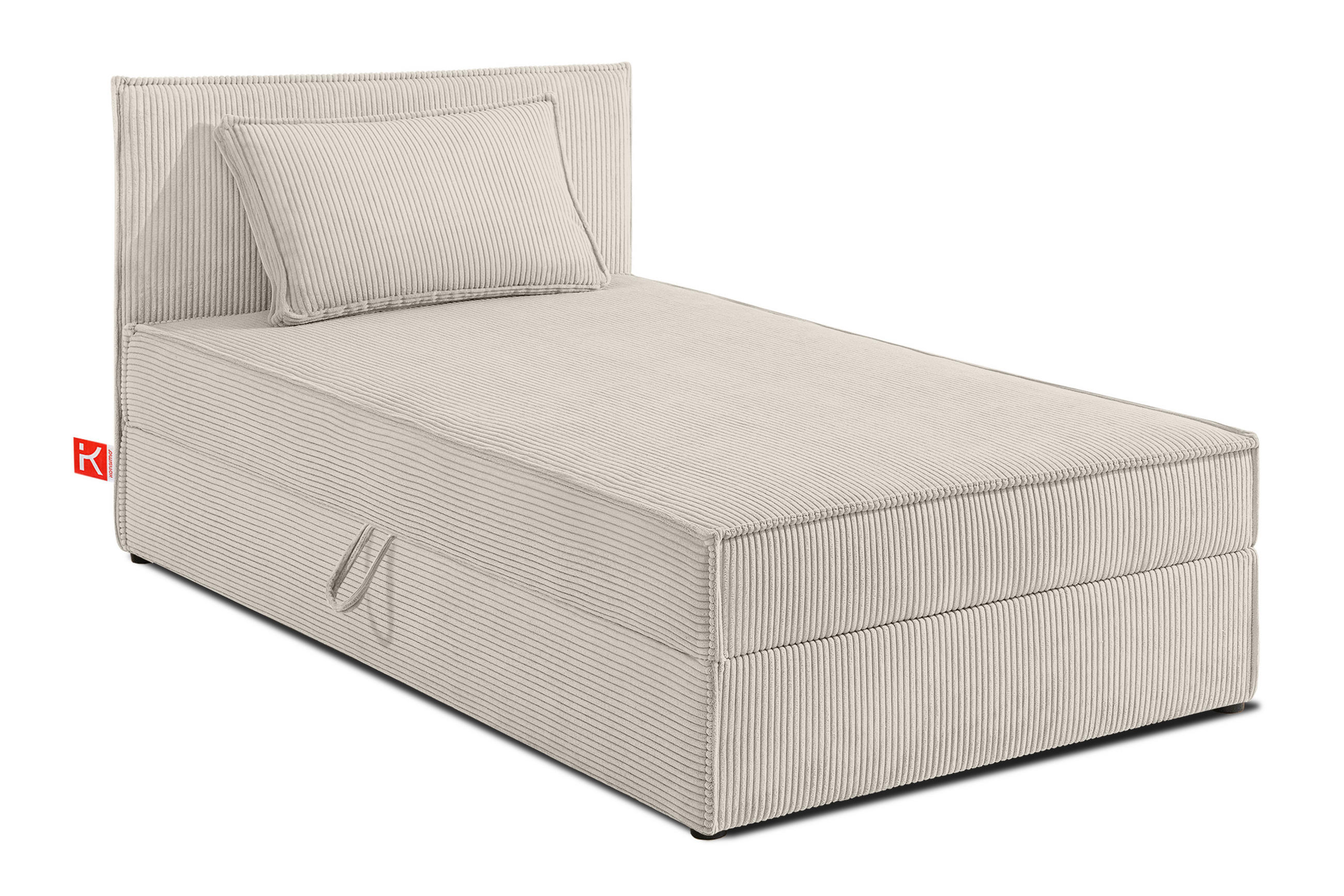 BOXSPRINGBETT ROTI Einzelbett, cremefarben - Creme/Schwarz, Holz/Holzwerkstoff (100/200cm) - KONSIMO®