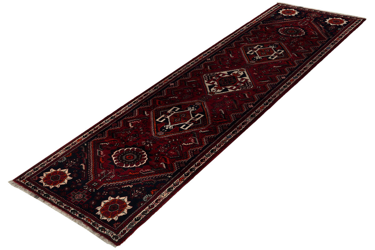 LÄUFER Orient handgeknüpft Gashgai Rot 302/77 cm Schurwolle - Rot, Textil (77/302cm) - Looma