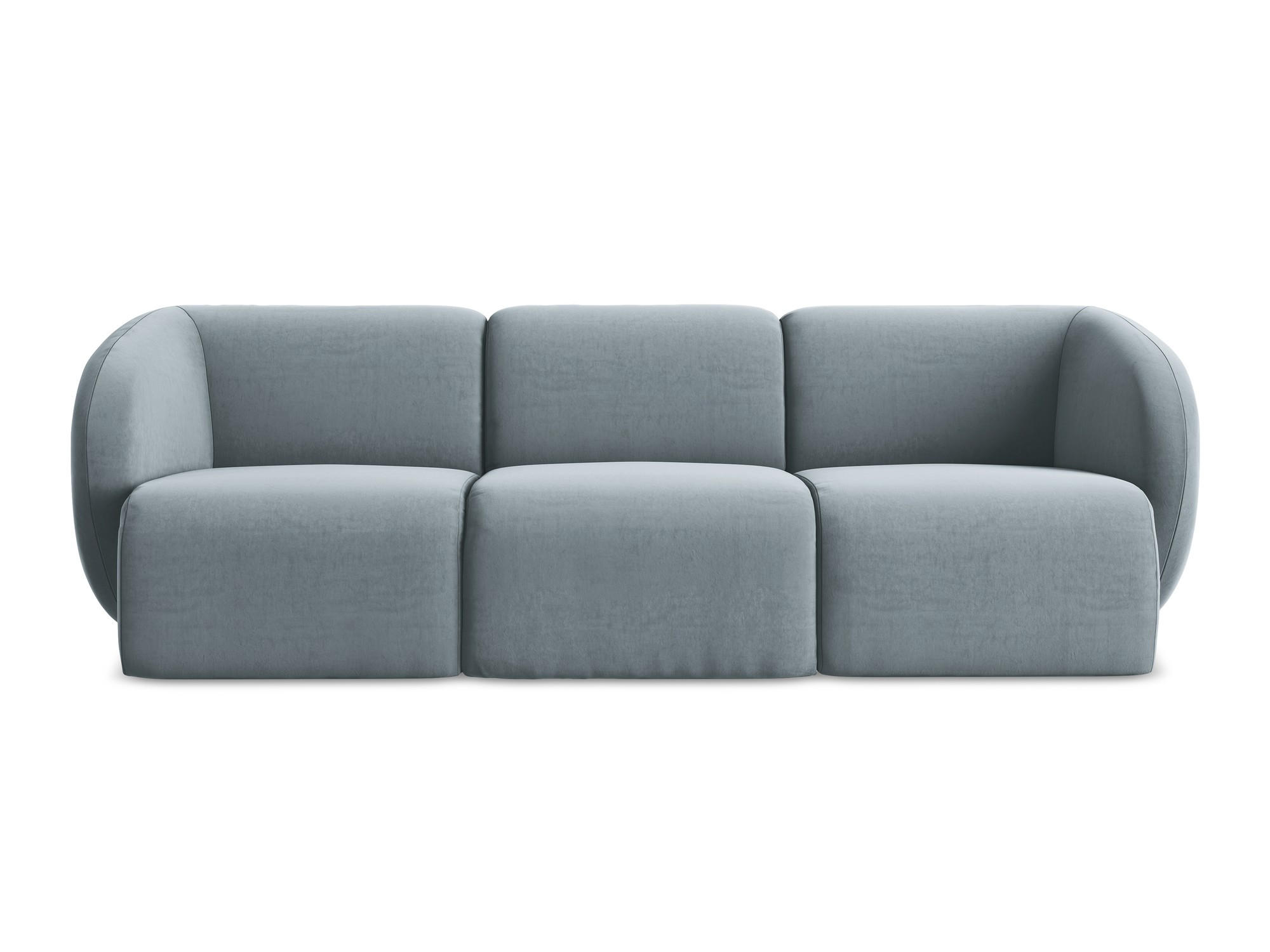3-SITZER SOFA Samt Stoff Blau - Schwarz/Hellblau, Holzwerkstoff/Kunststoff (244/75/94cm) - Makamii