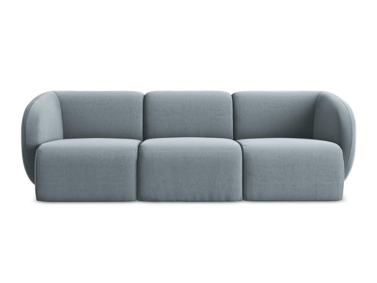 3-SITZER SOFA Samt Stoff Blau - Schwarz/Hellblau, Holzwerkstoff/Kunststoff (244/75/94cm) - Makamii