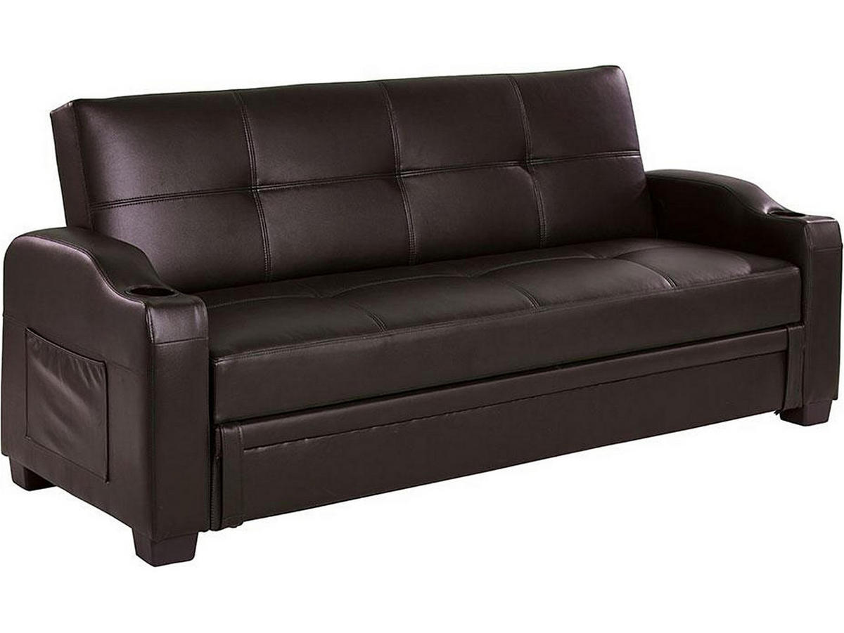SCHLAFSOFA - 3 Personen - Kunstleder - Schokoladenbraun - - Braun, Leder (197/83/89cm) - Vente-Unique