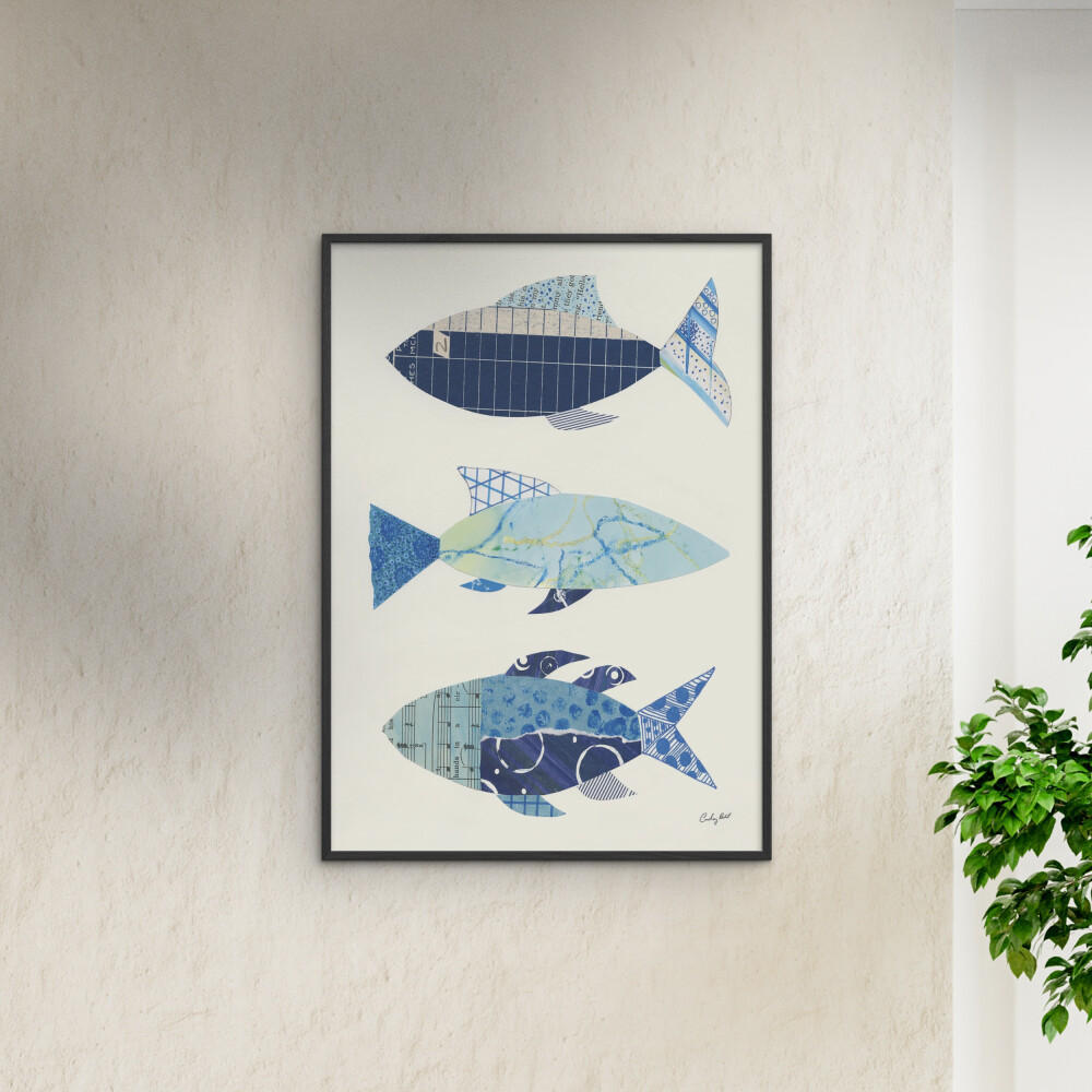 POSTER mit Rahmen Wild Apple - Go With the Flow IV - Blau/Schwarz, Holz/Papier (30/40cm) - Poster&Frame
