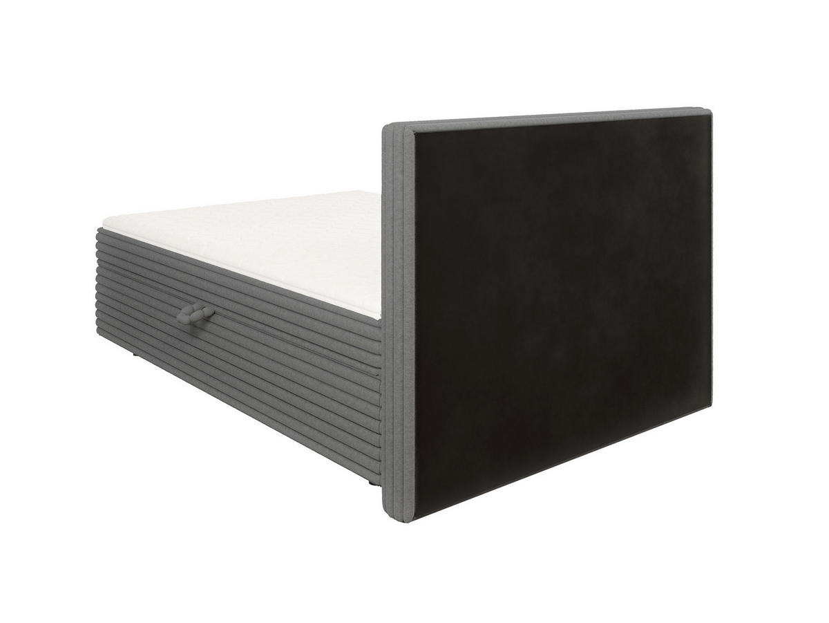 BOXBETT Roma 140/200 cm Dunkelgrau Plüschcord - Dunkelgrau/Schwarz, Holz/Kunststoff (140/200cm) - S-Style Möbel