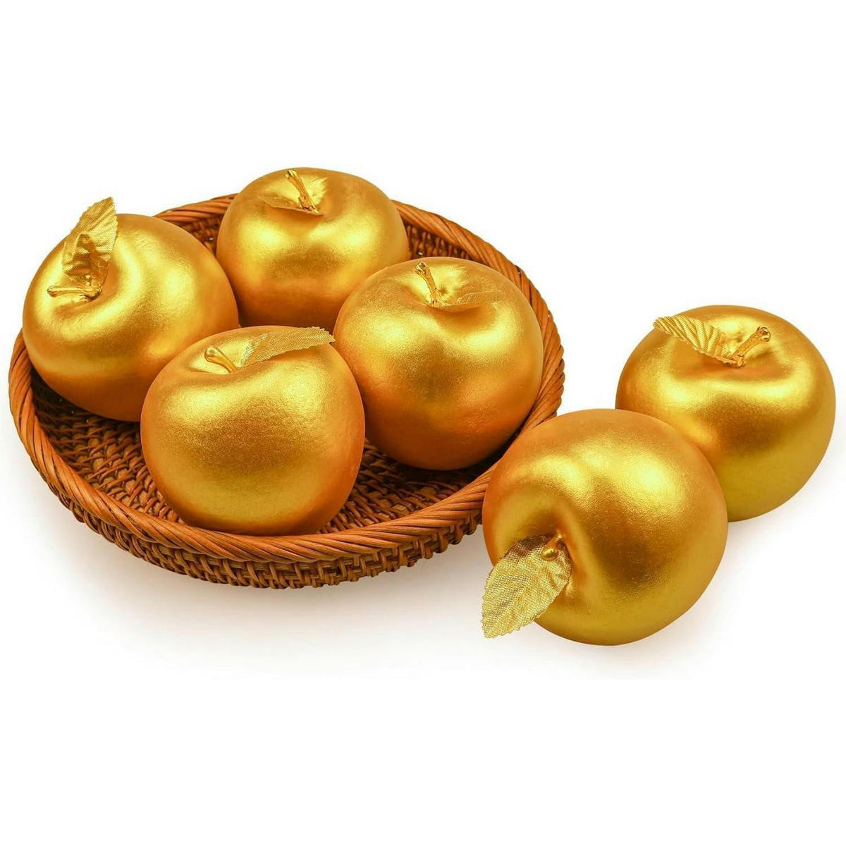 KÜNSTLICHE Äpfel 6-teiliges Set Gold 7 cm - Goldfarben, Kunststoff (22.6/7.9/17.8cm)