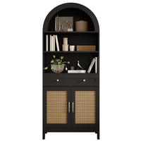 VITRINENSCHRANK in Schwarz und Holzoptik 70x40x170 cm mit 2 Türen und Schublade - Schwarz, Holzwerkstoff (40/170/70cm) - IVMEU