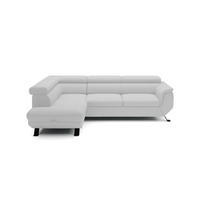 ECKSOFA RAVEN L mit Schlaffunktion und Bettkasten, Freistehend, Polstersofa mit Verstellbaren Kopfstützen, 257x198x96 cm, Linke, Weiß - Weiß, Holz/Textil (198/256cm) - DomoHome
