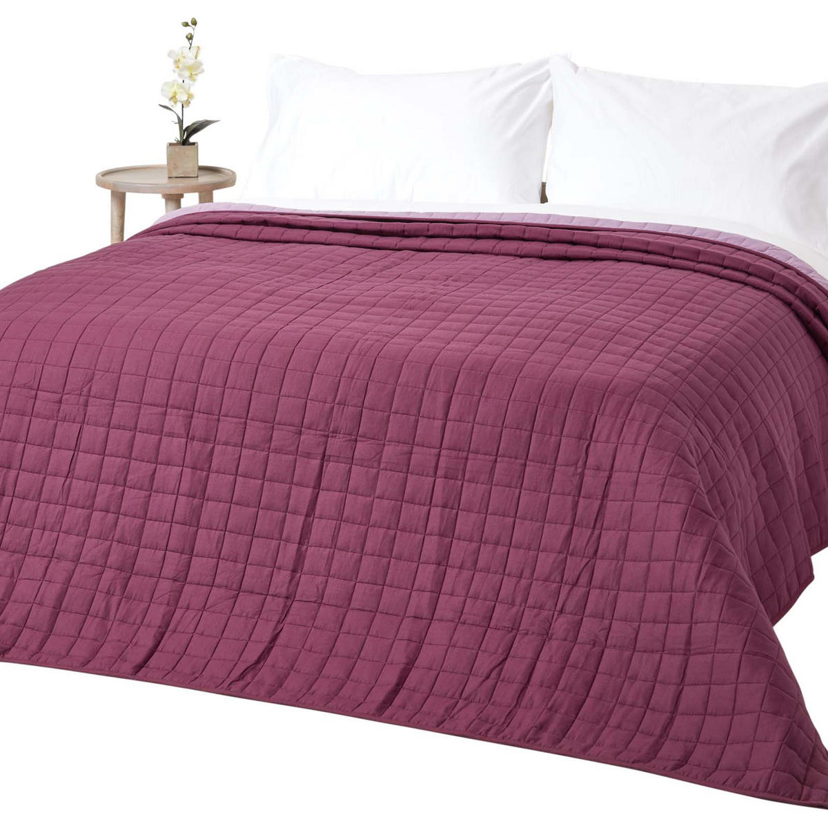 TAGESDECKE gesteppt mit Wende-Design, 230/250 cm - Pflaume, Textil (230/250cm) - Homescapes