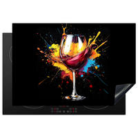 HERABDECKPLATTE - Wein - Glas - Graffiti - Getränk - Rot - Farbe - 74x48 - Weinrot, Kunststoff (74/48/0.2cm) - MuchoWow