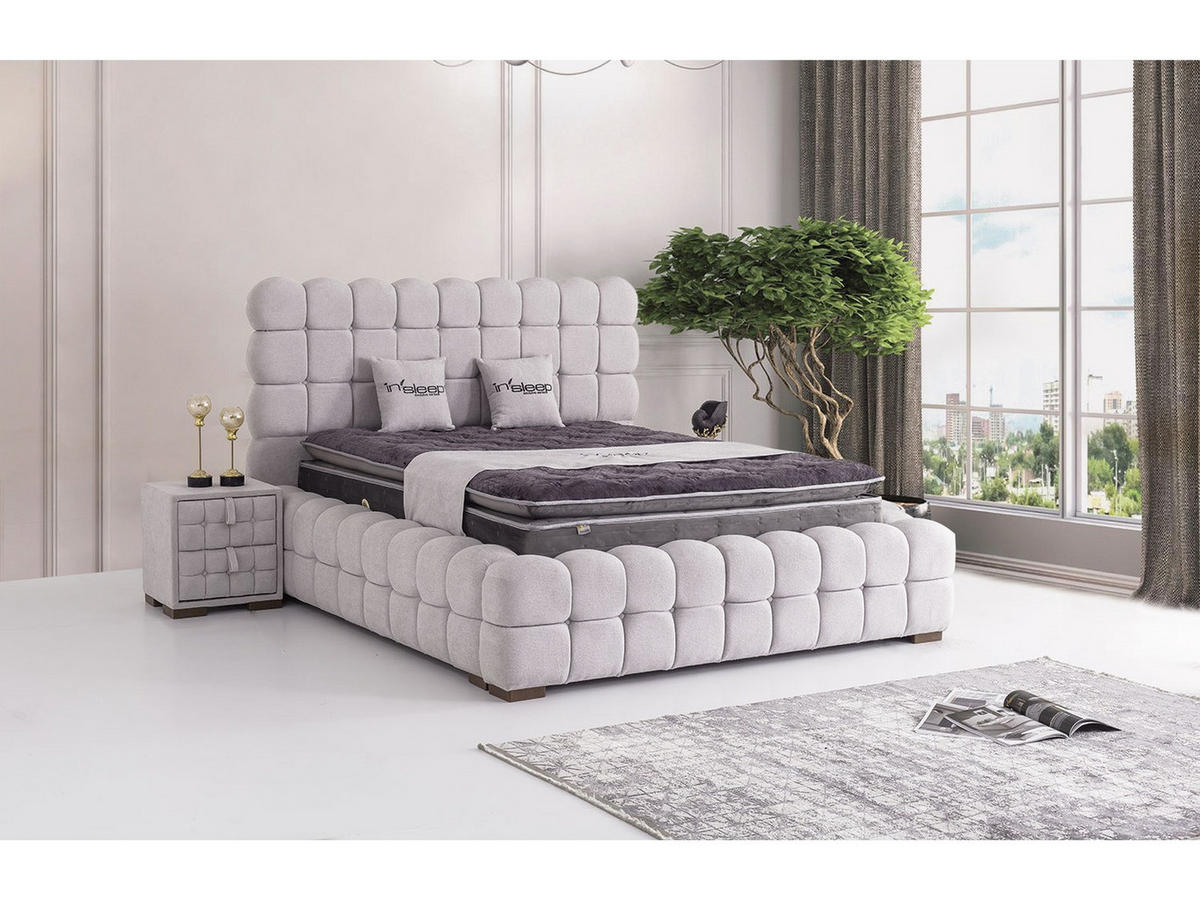 POLSTERBETT Helen 180x200 Grau - Grau, Textil/Metall (180/200cm) - Villa Möbel