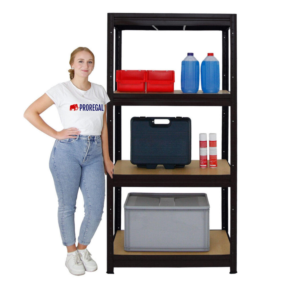 SCHWERLASTREGAL Dino 180x90x60 cm Fachlast 600 kg Schwarz - Schwarz, Metall (90/180/60cm) - PROREGAL