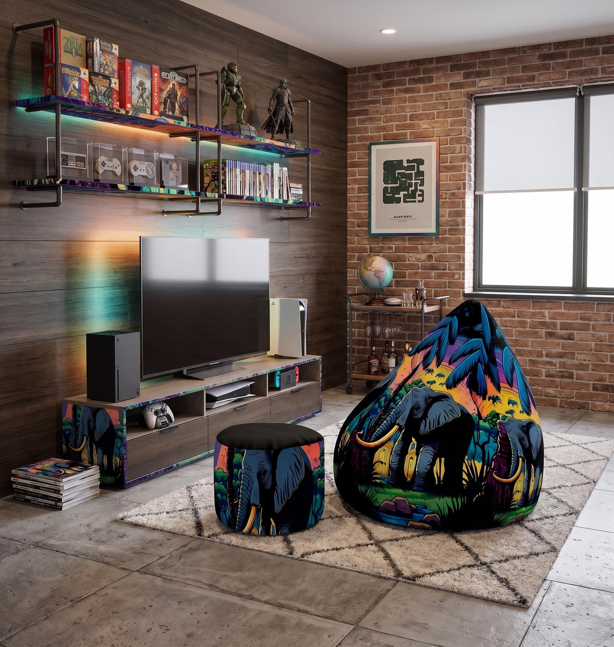 SITZSACK PEARSHAPE MIT FUßSTÜTZE Velvet 2-tlg Elephant M - Schwarz, Textil (70/120/70cm) - Dreamroots