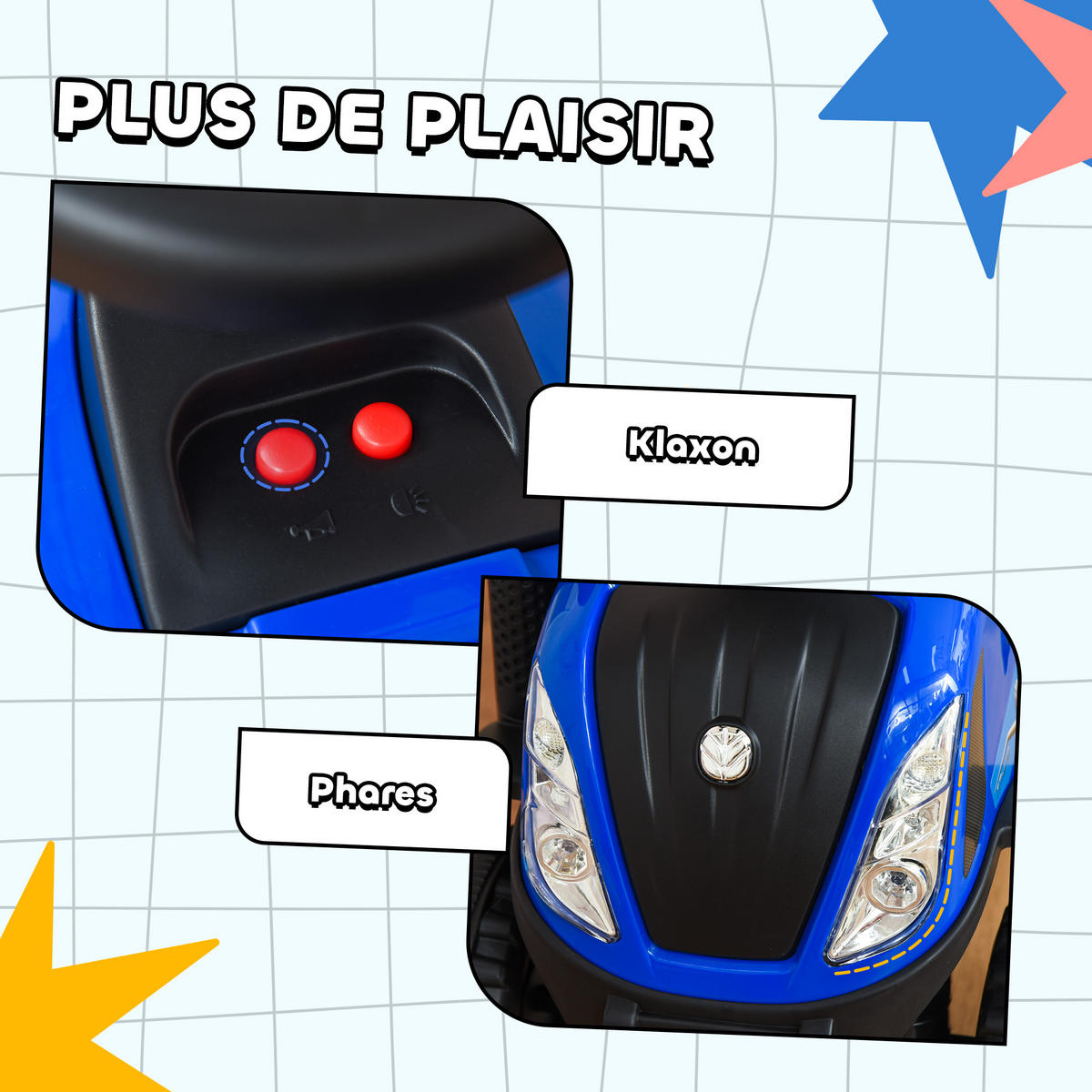 PORTEURTRAKTOR DE-13068 Licht & Sound Blau - Blau, Kunststoff (91/29/44cm) - ComfortXL
