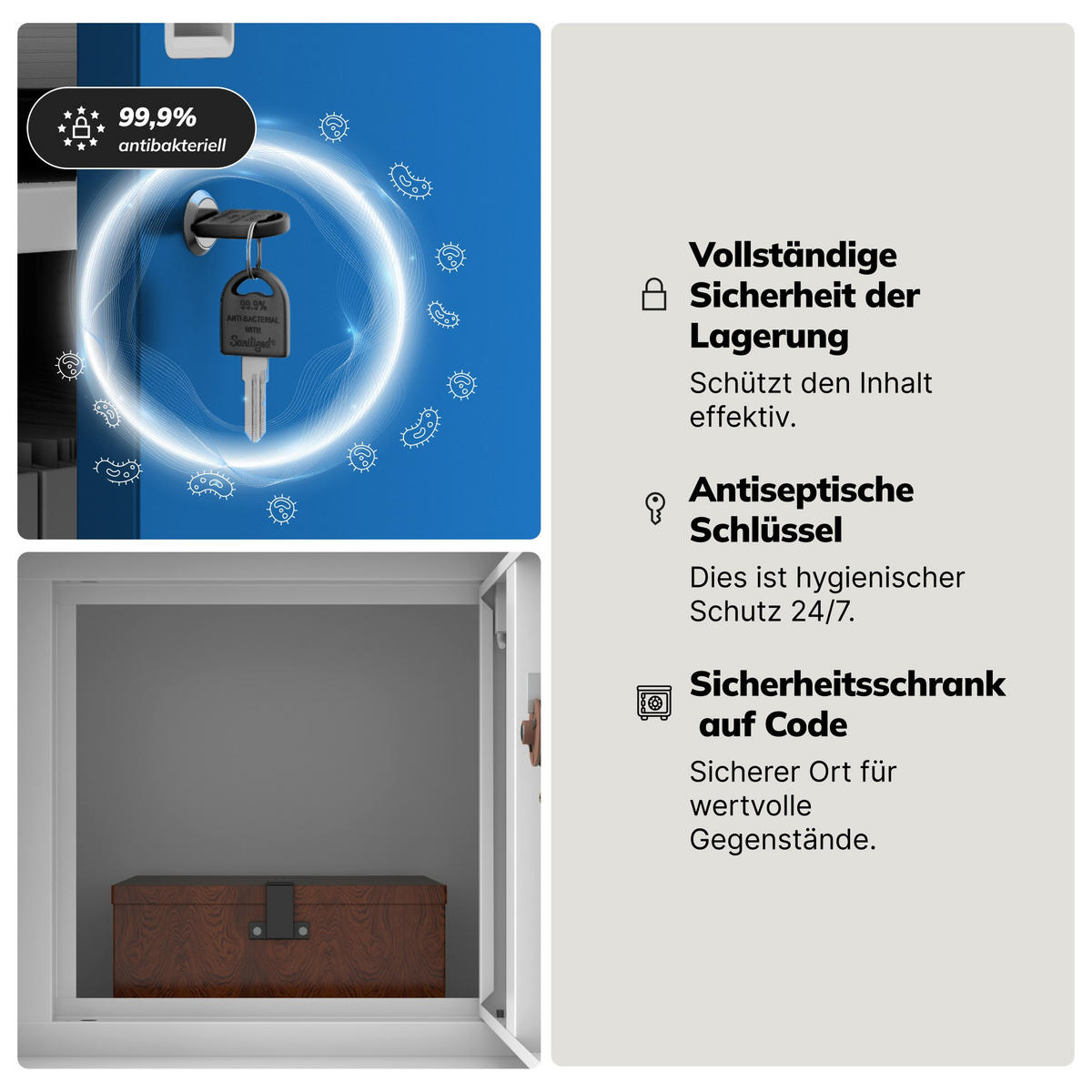 AKTENSCHRANK FILIP II 185x90x40 cm - Blaugrau, Metall (90/185/40cm) - Jan Nowak