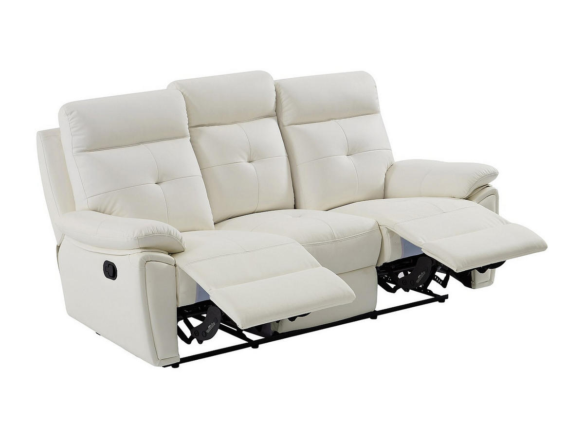 RELAXSOFA - 3 Personen - leder - weiß Vineta - Weiß, Leder (200/101/92cm) - Vente-Unique