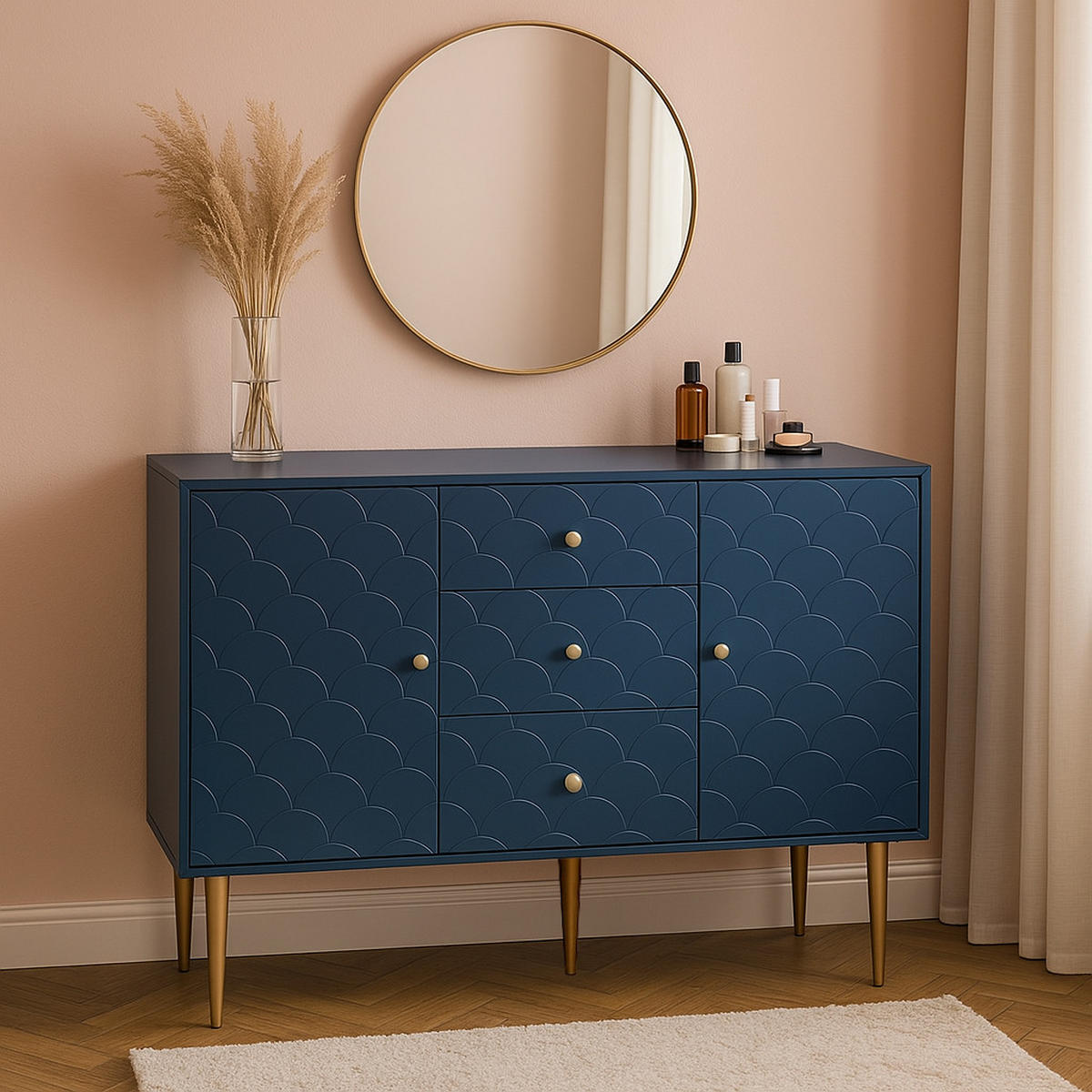HIGHBOARD Blau 120/40/82CM - Blau, Holzwerkstoff/Metall (40/82/120cm) - Urban Meuble